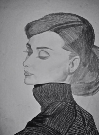 Audrey Hepburn Graphite and Charcoal Portrait